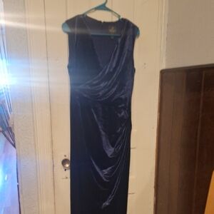 Adrianna Papell Navy Velvet Maxi Dress